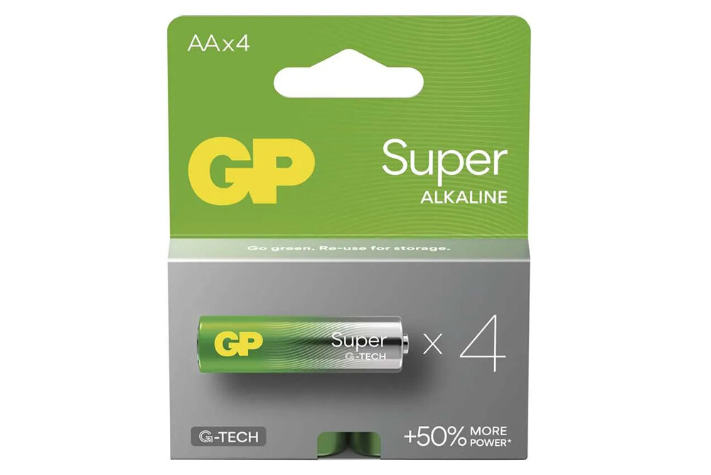 GP Super LR6 (AA) alkalicka baterie 1,5V - GP Super LR6 (AA) alkalická baterie 1,5V
Cena za 4ks<br />Výrobce: GP batteries - 110752 4