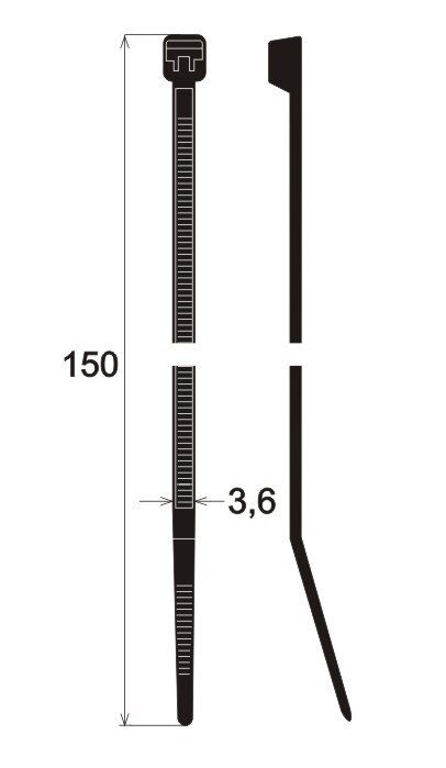 Stahovaci pasky - Stahovací pásky 150x3,6mm, černé, balení:100ks<br />Výrobce: - 437309